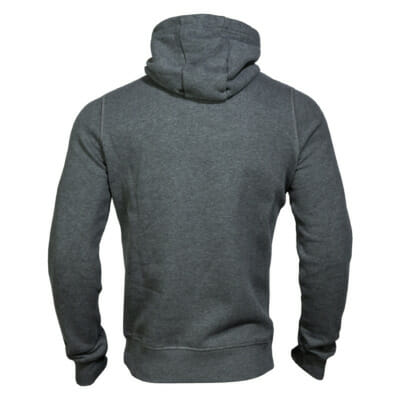 FEFLOGX Sportswear After Train Hoodie, grau melange. Hoody für Damen & Herren, hintere Ansicht des ATH.