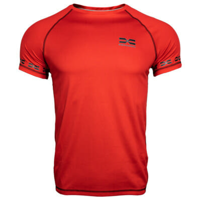 FEFLOGX Sportswear Prime Funktionsshirt Mesh, rot. Sport-Shirt für Fitness & Kampfsport, vordere Ansicht.