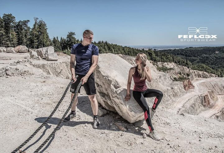 FEFLOGX Sportswear, Shooting mit der neuen Pure-Motion Kollektion, Couple-Workout (1).