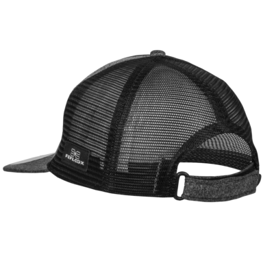 Snap-Back-Cap von FEFLOGX Sportswear, Kappe mit Logo-Stick & Mesh-Panels, hochwertig, hinten.