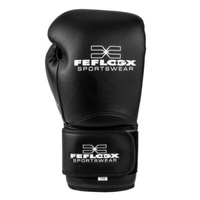 FEFLOGX Sportswear professionelle Boxhandschuhe Performance Striker ultra-hochwertig, Boxing-Gloves für max. Power, Kickbox Handschuhe, Muay-Thai Handschuhe, Box Handschuhe Sparring, Boxsack-Handschuhe, 8 oz bis 16 Unzen, schwarz, rosa & weiß, obere Ansicht Handrücken schwarz mit FFX Logo (1).