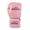 FFX Pro Boxhandschuhe Performance Striker von FEFLOGX Sportswear. Professionelle Kick Box Handschuhe, ultra hochwertig, Boxing-Gloves für max. Power, Kickbox Handschuhe, Muay Thai Handschuhe, Boxen Handschuhe Sparring, Boxsack-Handschuhe. Größen: 8oz, 10 oz, 12 oz, 14 oz, 16 oz. Farben: schwarz, rosa, olivgrün & weiß. Foto Handrücken eines rosa Boxhandschuhs.