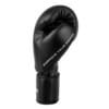 FFX Pro Boxhandschuhe Performance Striker von FEFLOGX Sportswear. Professionelle Kick Box Handschuhe, ultra hochwertig, Boxing-Gloves für max. Power, Kickbox Handschuhe, Muay Thai Handschuhe, Boxen Handschuhe Sparring, Boxsack-Handschuhe. Größen: 8oz, 10 oz, 12 oz, 14 oz, 16 oz. Farben: schwarz, rosa, olivgrün & weiß. Foto der Seite eines schwarzen Boxhandschuhs.