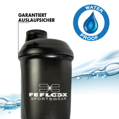 FEFLOGX Sportswear Protein Shaker Move, Drehverschluss, mit herausnehmbaren Sieb, 600ml / 20oz, frei von BPA & DEHP, Mixer, garantiert auslaufsicher, water-proof.