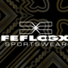 FEFLOGX Logo weiß im Vordergrund und goldenes Muster im Hintergrund.