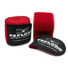 Box-Bandagen Excellence Strike, FEFLOGX Sportswear, Details, rot, 4,5m, Bild von dem Patch mit Hot-Print, ohne Tasche/Beutel (1). Handbandagen. Max. Halt, hoch-komfortabel.