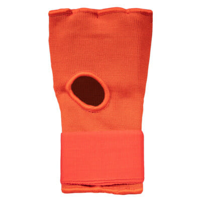 Gel Bandagen Handschuhe FEFLOGX Sportswear. Gel Handschuhe, Boxbandagen, super-bequem, hervorragende Performance & langlebiger Verschluss. Rot Handfläche mit Daumenloch Ansicht.