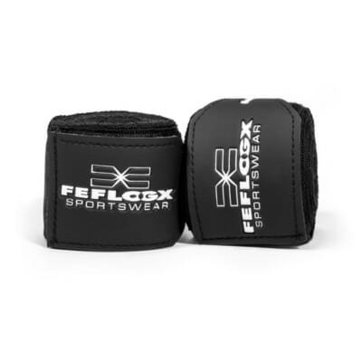 Box-Bandagen Performance Strike von FEFLOGX Sportswear, Boxbandagen, Handbandagen, Bandagen, MMA Bandagen Kampfsport, schwarz - weiß - rot - blau, 4,5m & 3m, mit Tasche/Beutel zum Waschen & Aufbewahren. Max. Power, extremer Halt & hoch-komfortabel, schwarze Übersichts-Bild (3).