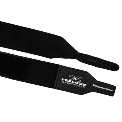 Box-Bandagen Performance Strike von FEFLOGX Sportswear, Boxbandagen, Handbandagen, Bandagen, MMA Bandagen Kampfsport, schwarz - weiß - rot - blau, 4,5m & 3m, mit Tasche/Beutel zum Waschen & Aufbewahren. Max. Power, extremer Halt & hoch-komfortabel, schwarze Bandagen aufgerollt mit Verschluss & Hot-Print-Logo mit Daumenschlaufe.