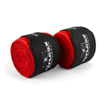 Box-Bandagen Performance Strike von FEFLOGX Sportswear, Boxbandagen, Handbandagen, Bandagen, MMA Bandagen Kampfsport, schwarz - weiß - rot - blau, 4,5m & 3m, mit Tasche/Beutel zum Waschen & Aufbewahren. Max. Power, extremer Halt & hoch-komfortabel, rote Bandagen Übersichts-Bild (2).