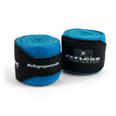 Box-Bandagen Performance Strike von FEFLOGX Sportswear, Boxbandagen, Handbandagen, Bandagen, MMA Bandagen Kampfsport, schwarz - weiß - rot - blau, 4,5m & 3m, mit Tasche/Beutel zum Waschen & Aufbewahren. Max. Power, extremer Halt & hoch-komfortabel, blaue Bandagen Übersichts-Bild (2).