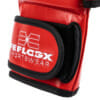 Hoch-professionelle FFX Pro MMA Sparring Handschuhe Performance Striker by FEFLOGX Sportswear, hochwertigstes & extrem strapazierfähiges FFX-Leder, MMA Gloves, MMA Boxhandschuhe, MMA Handschuhe, Sparrrings-Gloves, super-bequem & hoch-komfortabel, anatomisch vorgeformt & ergonomisch entwickelt, max. Schutz & elegantes Design, in schwarz & rot, Verschlussband mit FEFLOGX Logo Hot Print, Beste Polsterung für maximale Power & exzellente Performance, liegend mit Handflächen FFX Logo Prints, Verschlussband mit FEFLOGX Logo Hot Print.