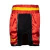 FFX Muay Thai Shorts Fight Performance von FEFLOGX Sportswear in schwarz, rot & blau. Hoch-professionelle, ergonomisch entwickelte & super-bequeme Thaibox Hose, extrem hochwertige & max. Robuste Fight Shorts, hoch-funktionelle, enorm langlebige Muay Thai Hose, Thaibox Shorts, seitlche Aufnahme Mesh-Einsatz, rot.