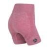 FFX Seamless Damen Tight Sportshorts Precise Fit by FEFLOGX Sportswear, super bequem & mega stylisches Formlinien-Design, Teil des Zweiteiler Damen Sport Set aus Damen Tight Shorts & kurzarm Crop Shirt, Sportshorts Damen, Lauftights Damen, se*y Damen Shorts, Trainingsshorts Damen, Gym Shorts Damen, Yoga Shorts, Leggings, kurze Radlerhose Damen, Top Leggings Shorts für Freizeit & Sport, Farben: schwarz-grau, rosa, blau, seitlich hintere Ansicht der rosanen Tight Shorts mit Formlinien Shape-Style.