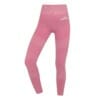 FFX Seamless Damen Sport Leggings Superior Fit by FEFLOGX Sportswear, super bequem & mega stylisches Formlinien-Design, Teil des Zweiteiler Damen Sport Set aus Damen Leggings & langarm Croptop, Damen Sport Leggings, Tights Damen, se*y Leggings, Gym Leggings Damen, Yoga Hose, Leggings, Yogahose, Top Fitness Leggings für Freizeit & Sport, Farben: schwarz-grau, rosa, blau, vordere Ansicht der rosanen Leggings mit Formlinien Shape-Style.