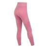 FFX Seamless Damen Sport Leggings Superior Fit by FEFLOGX Sportswear, super bequem & mega stylisches Formlinien-Design, Teil des Zweiteiler Damen Sport Set aus Damen Leggings & langarm Croptop, Damen Sport Leggings, Tights Damen, se*y Leggings, Gym Leggings Damen, Yoga Hose, Leggings, Yogahose, Top Fitness Leggings für Freizeit & Sport, Farben: schwarz-grau, rosa, blau, seitlich hintere Ansicht der rosanen Leggings mit Formlinien Shape-Style.