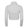 FFX Elegante Langarm Crop Top Sport Jacke Exclusive Fit mit Reißverschluss, Crop Top langarm, Sweatshirt Jacke Damen mit Kragen, Langarm Croptop, Sweatjacke Damen, Sport jacke Damen, FEFLOGX Sportswear, weiß, Rückseite.
