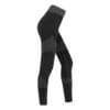 FFX Seamless Damen Sport Leggings Superior Fit by FEFLOGX Sportswear, super bequem & mega stylisches Formlinien-Design, Teil des Zweiteiler Damen Sport Set aus Damen Leggings & langarm Croptop, Damen Sport Leggings, Tights Damen, se*y Leggings, Gym Leggings Damen, Yoga Hose, Leggings, Yogahose, Top Fitness Leggings für Freizeit & Sport, Farben: schwarz-grau, rosa, blau, seitliche Ansicht der schwarzen Leggings mit Formlinien Shape-Style.