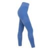 FFX Seamless Damen Sport Leggings Superior Fit by FEFLOGX Sportswear, super bequem & mega stylisches Formlinien-Design, Teil des Zweiteiler Damen Sport Set aus Damen Leggings & langarm Croptop, Damen Sport Leggings, Tights Damen, se*y Leggings, Gym Leggings Damen, Yoga Hose, Leggings, Yogahose, Top Fitness Leggings für Freizeit & Sport, Farben: schwarz-grau, rosa, blau, seitliche Ansicht der blauen Leggings mit Formlinien Shape-Style.