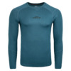 FFX Körperbetontes Sport Sweatshirt Performance Comfort von FEFLOGX Sportswear. Extrem hochwertig, super bequem, unglaublich gemütlicher Stoff & erstklassige Passform. Sport Oberteil, Longsleeve Shirt, langes Sportshirt, Sport Pullover, grau, schwarz & blaugrün. Front-Ansicht der blau-grünen Farbe.