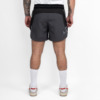 FFX 2 in 1 Performance Sport Shorts Fight Striker von FEFLOGX Sportswear, extrem hochwertige Gym Fight Shorts mit Tight Shorts, 2 in 1 Shorts, MMA Shorts, 2 in 1 Laufhose Herren, 2 in 1 Laufshorts in hellgrau, dunkelgrau & schwarz, hintere Ansicht der dunkelgraue Sportshorts.