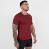 FFX Stretch Sportshirt Fighting Force by FEFLOGX Sportswear, super komfortabel & mega Top stylisches Design, Sport Shirt, Laufshirt, Gym Shirt, MMA Shirt, Rashguard, sretchiges Fighting Fitness Shirt Farben: schwarz, grau, blau, rot, seitlich vordere Ansicht des roten stretch Sportshirts.
