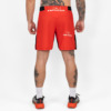 FFX MMA Fight Shorts Performance by FEFLOGX Sportswear, MMA Shorts für High Performance, Fight Shorts für Champions, Sport Shorts, MMA Hose, Kickbox Hose, super komfortabel & mega Top Fighting-Design, Farben: schwarz, rot, weiß, blau, hintere Ansicht der roten Fight Sport Shorts.