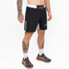 FFX MMA Fight Shorts Performance by FEFLOGX Sportswear, MMA Shorts für High Performance, Fight Shorts für Champions, Sport Shorts, MMA Hose, Kickbox Hose, super komfortabel & mega Top Fighting-Design, Farben: schwarz, rot, weiß, blau, seitlich vordere Ansicht der Schwarzen Fight Sport Shorts.