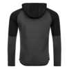 FFX High Performance Zip Hoodie Fighting Fitness von dem FFX High-Performance Sportanzugs Fighting Fitness von FEFLOGX, Zip Hoodie Herren & Damen, Trainingsjacke, Hoodie mit Reißverschluss, Trainings-Jacke, Oberteil vom Trainingsanzug Herren, Jogginganzug Herren, Track Suit, Sportanzug, in den Farben schwarz-grau& grau-schwarz, Hinteransicht grau-schwarz.