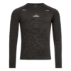 FFX Langarm Funktions Sportshirt Precise Fit von FEFLOGX Sportswear in rot, schwarz & dunkelgrau, langarm Sportshirt, langärmliges Rashguard, Sport Oberteil langarm, Sportshirt, Sport Oberteil, Funktionsshirt langarm, Kompressionsshirt langarm, vordere Ansicht des dunkelgrauen langarm Rashguards.