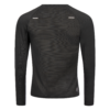 FFX Langarm Funktions Sportshirt Precise Fit von FEFLOGX Sportswear in rot, schwarz & dunkelgrau, langarm Sportshirt, langärmliges Rashguard, Sport Oberteil langarm, Sportshirt, Sport Oberteil, Funktionsshirt langarm, Kompressionsshirt langarm, hintere Ansicht des dunkelgrauen langarm Rashguards.
