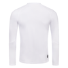 FFX Langarm Compression Rashguard Core Fit by FEFLOGX Sportswear in grau, weiß & schwarz, Fitness T Shirt, Sport Sweatshirt, langarm Sport Shirt, Longsleeve, langärmliges Sportshirt, langarm Rashguard, hintere Ansicht des weißen Compression Gym Shirt.