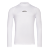 FFX Langarm Kompressions Sport Shirt Extreme Power by FEFLOGX Sportswear. Extrem hochwertig, super bequem & erstklassige Passform für High Performance, Sport Sweatshirt, Sweatshirt, Sport Oberteil, Longsleeve Shirt, Sport Shirt, Sportshirt langarm, Rashguard, langarm Rashguard, Sportshirt langärmlig, langarm Rashguard, Farben: blau, schwarz, weiß & grün, vordere Ansicht des weißen langarm Kompressionsshirt.
