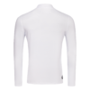FFX Langarm Kompressions Sport Shirt Extreme Power by FEFLOGX Sportswear. Extrem hochwertig, super bequem & erstklassige Passform für High Performance, Sport Sweatshirt, Sweatshirt, Sport Oberteil, Longsleeve Shirt, Sport Shirt, Sportshirt langarm, Rashguard, langarm Rashguard, Sportshirt langärmlig, langarm Rashguard, Farben: blau, schwarz, weiß & grün, hintere Ansicht des weißen langarm Kompressionsshirt.