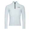 FFX High Performance Sport Sweatshirt mit Reißverschluss by FEFLOGX Sportswear, super komfortabel & mega Top stylisches Design, Sweater, Sport Sweatshirt, Longsleeve Shirt, Zip Pullover, Sport Oberteil, Sweatshirt, Mesh Look, Farben: schwarz, grau-weiß, hellblau vordere Ansicht des hell-blauen Sport Sweatshirt mit 1/4 Reißverschluss.