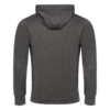 FFX Performance Kapuzenpullover Endurance Fit by FEFLOGX Sportswear in den Farben grau & schwarz, Sport Hoodie, Basic Hoodie, Sweater, Pullover mit Kapuze, Kapuzenpullover, Gym Hoodie, hintere Ansicht des grauen Kapuzen Pullover mit Reißverschluss Känguru Tasche.