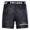 FFX MMA Tight Shorts Fight Performance by FEFLOGX Sportswear in blau, schwarz, rot, Camouflage-black & weiß, Sport Shorts, kurze Sporthose, Fight Shorts, MMA Shorts, Kompressionsshorts, MMA Tight Shorts, kurze Tights, hintere Ansicht der Camouflagen Compression Shorts.
