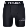 FFX MMA Tight Shorts Fight Performance by FEFLOGX Sportswear in blau, schwarz, rot, Camouflage-black & weiß, Sport Shorts, kurze Sporthose, Fight Shorts, MMA Shorts, Kompressionsshorts, MMA Tight Shorts, kurze Tights, vordere Ansicht der schwarzen Compression Shorts.