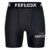 FFX MMA Tight Shorts Fight Performance by FEFLOGX Sportswear in blau, schwarz, rot, Camouflage-black & weiß, Sport Shorts, kurze Sporthose, Fight Shorts, MMA Shorts, Kompressionsshorts, MMA Tight Shorts, kurze Tights, vordere Ansicht der schwarzen Compression Shorts. FFX MMA Fight Shorts Performance