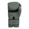FFX High Level Profi Boxhandschuhe Superior Striker by FEFLOGX, Kickboxhandschuhe, Handschuhe für Boxen & Kickboxen & Muay-Thai, High-professional Boxing Gloves Elite, Handflächen-Ansicht der olivgrünen / militär-grünen Thaibox Handschuhe.