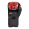 FFX High Level Profi Boxhandschuhe Superior Striker by FEFLOGX, Kickboxhandschuhe, Handschuhe für Boxen & Kickboxen & Muay-Thai, High-professional Boxing Gloves Elite, Handflächen-Ansicht der Thaibox Handschuhe mit rotem Camouflage Muster.