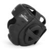 FFX Competition Kopfschutz Protection Force by FEFLOGX, Box Kopfschutz mit exzellenter Dämpfung für High-Performance, Kickbox Kopfschutz für Boxen Muay-Thai, MMA, Kickboxen, Taekwondo und vieles mehr, MMA Kopfschutz Kickboxen, seitliche Ansicht des schwarzen Kopfschutz / Headguards mit dem Ohren-Schutz.