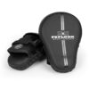 FFX Profi Focus Boxpratzen High Performance Striker by FEFLOGX, Pratzen für Boxen mit Superior Profi-Qualität, Pratzen Boxen, Handpratzen, Boxing Pads für High Performance, Focus Mitts, schräge Ansichten von vorne & hinten der Elite Boxpratzen in schwarz.